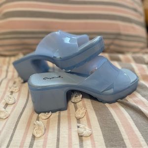 Blue jelly heeled sandals